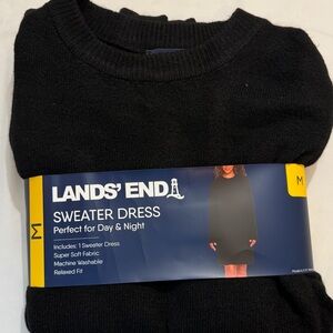 Lands' End Black Ribbed Sweater Dress